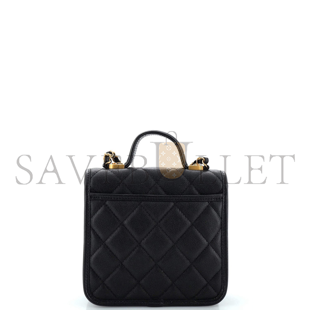 Ch*el master school memory top handle flap bag quilted caviar mini as3652 (20.5*17*6cm)